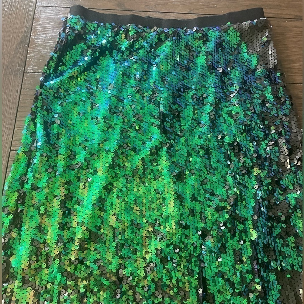 Lucy Paris Green & black Sequin mermaid scales skirt - Picture 8 of 15